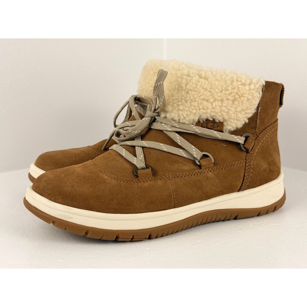 UGG Lakesider Heritage Lace Boots Women’s 8 Chestnut Suede Waterproof 1143836